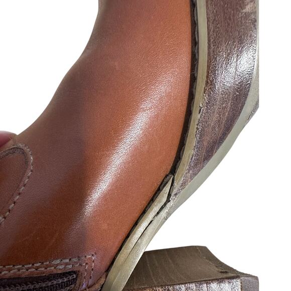 RARE Vintage Frye Dorian Brown Leather Platform Y2K Boots Size 8 - Picture 6 of 11